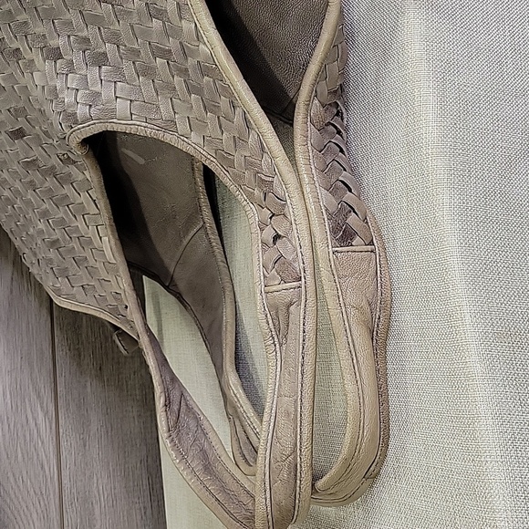 Florence Italy Gray Woven Leather Gray XL Tote Shoulder Bag Handbag Purse - Picture 4 of 14